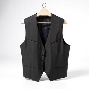 Men’s Express Wool Blend Vest Waist Coat Gray L